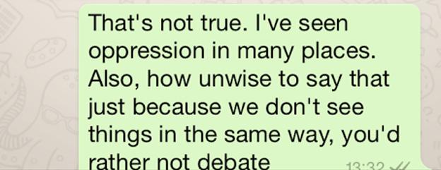 Screen grab of conversation