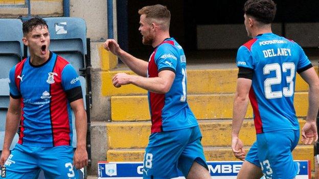 Cameron Harper (left) celebrates after his second goal gave Inverness CT all three points