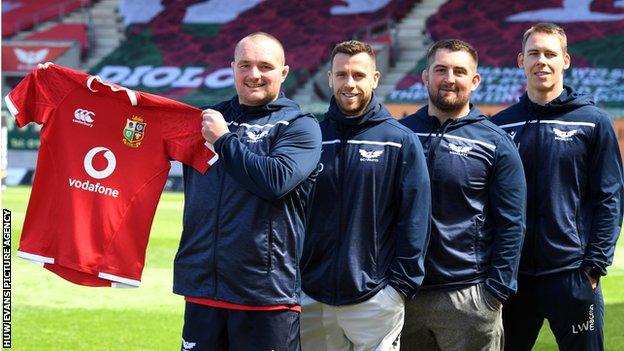 Scarlets 2021 British and Irish Lions Ken Owens, Gareth Davies, Wyn Jones and Liam Williams