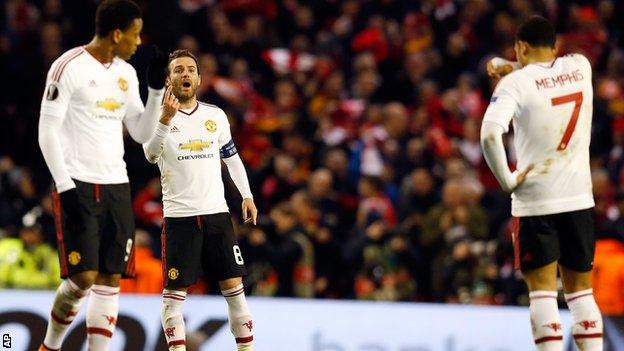 Manchester United players at Anfield