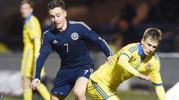 Rangers winger Barrie McKay played for Scotland U21s in a 2-2 draw with Ukraine U21s