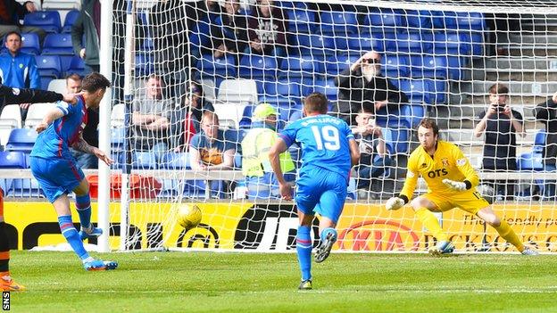 Greg Tansey converts a penalty for Inverness against Kilmarnock