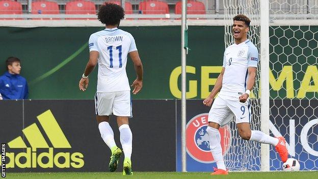 Dominic Solanke celebrates