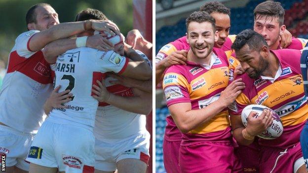 Hull KR celebrate and Huddersfield celebrate