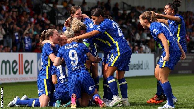 Chelsea celebrate one of their goals in last week's FA Cup semi-final win