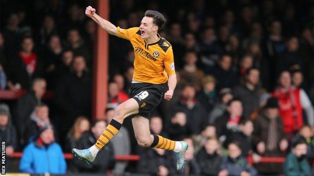 Aaron Collins scored his first competitive goal for Newport on 15 August 2015 in a League Two 2-2 draw against Stevenage