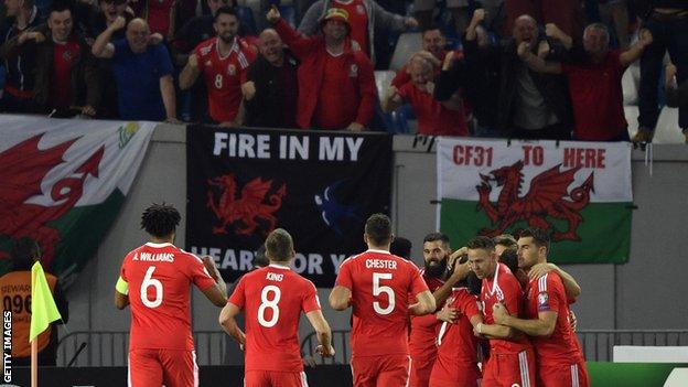 Wales celebrate in Georgia