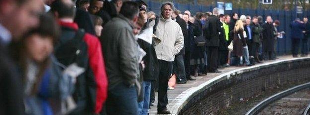 Passengers waiting on platform