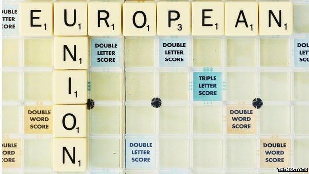 European Union in Scrabble letters