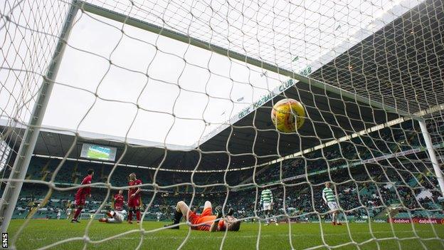 Celtic striker Odsonne Edouard scores against Morton