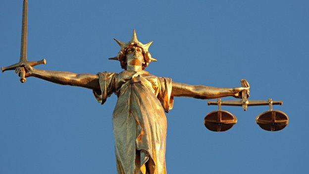 The figure of Lady Justice at the Old Bailey in London