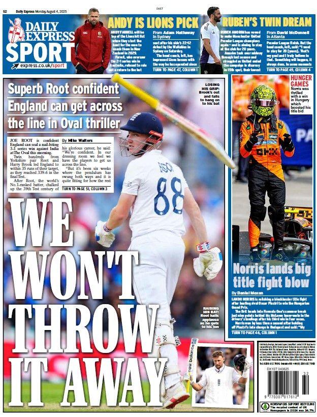 The back page of the Daily Express