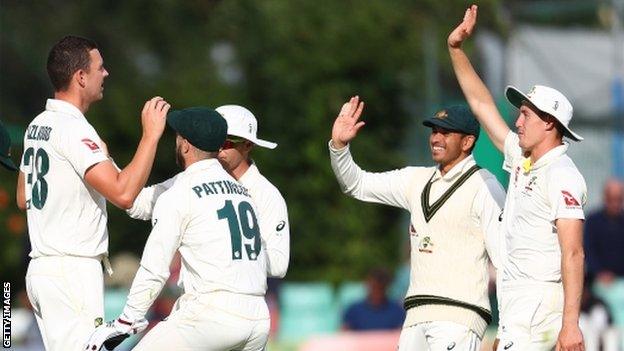 Josh Hazlewood celebrates wicket