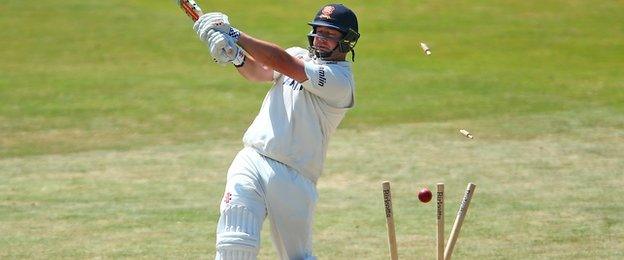 New Zealander Jesse Ryder smashed Josh Hazlewood for 26 off one over before losing his middle stump