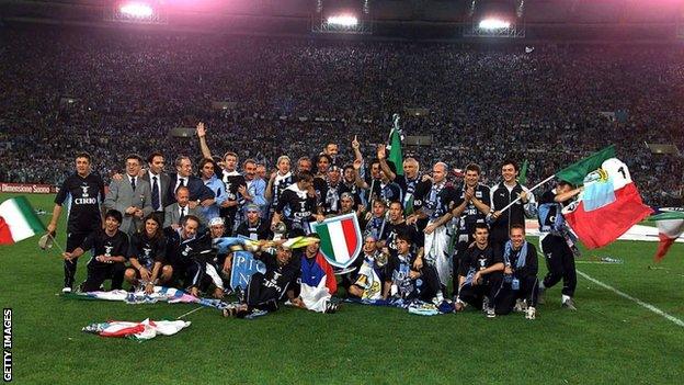 Lazio winning the Serie A title in 2000