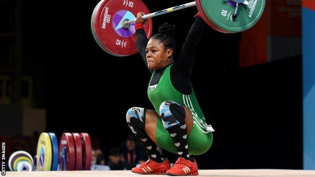 Rafiatu Folashade Lawal in action at the Commonwealth Games in Birmingham