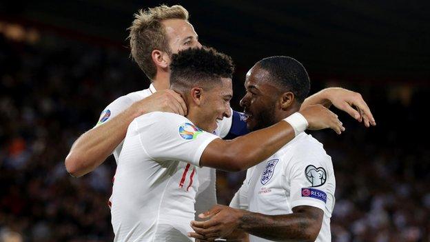 Harry Kane, Jadon Sancho and Raheem Sterling