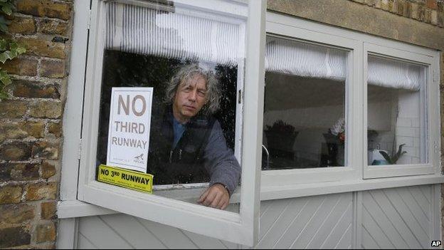 Harmondsworth resident pictured with a 'no third runway' sign