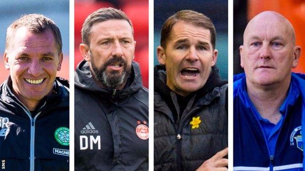 Brendan Rodgers, Derek McInnes, Alan Archibald and Jim Duffy