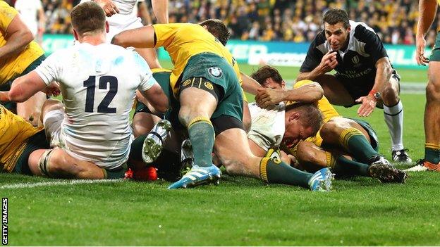 Dylan Hartley drove over from a line-out for England