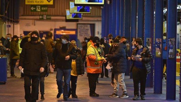Everton fans on their way into the ground for Saturday's game