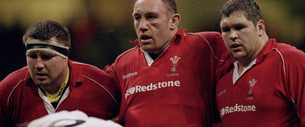 The Wales front-row in 2001 - Dai Young, Robin McBryde and Darren Morris