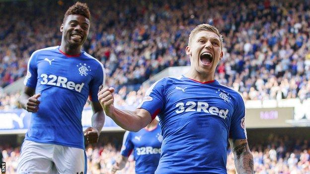 Rangers players celebrating