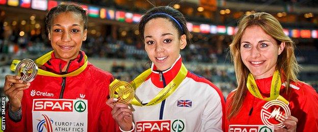 Nafissatou Thiam and Katarina Johnson-Thompson in 2015