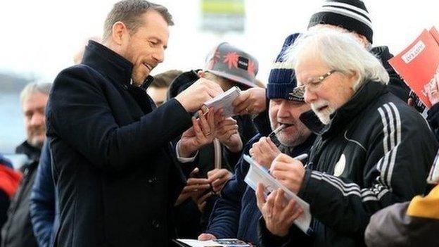 Birmingham City manager Gary Rowett signs autographs prior to his successful return to Derby with Blues in January