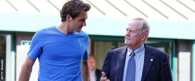 Jack Nicklaus, pictured with Roger Federer, has attended numerous Wimbledon tournaments