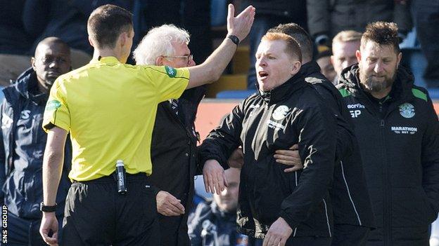 Referee Kevin Clancy sent Neil Lennon off at Rugby Park