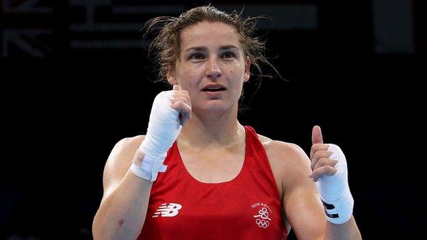 Katie Taylor after her win in Baku on Sunday