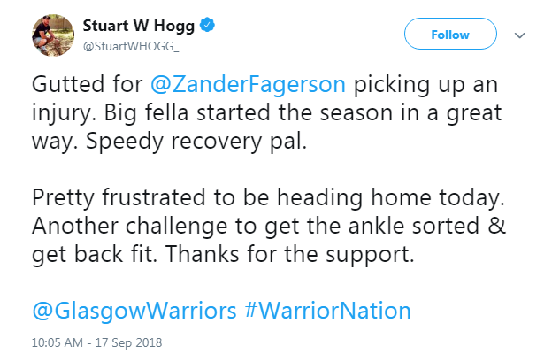 Stuart Hogg tweet