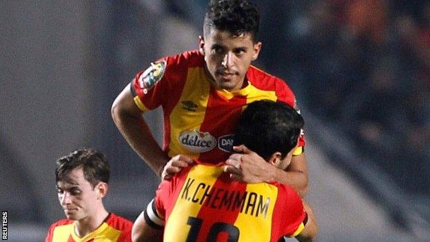 Saad Bguir celebrates scoring for Esperance in Rades