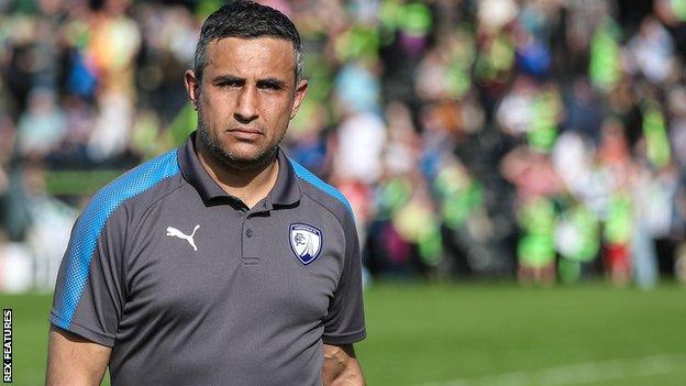 Chesterfield manager Jack Lester looks on from the sidelines