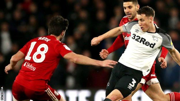 Craig Forsyth in action for Derby County