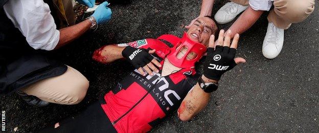 Richie Porte receives treatment