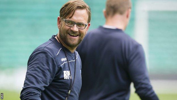 Stjarnan's Runar Pall Sigmundsson is all smiles at Celtic Park