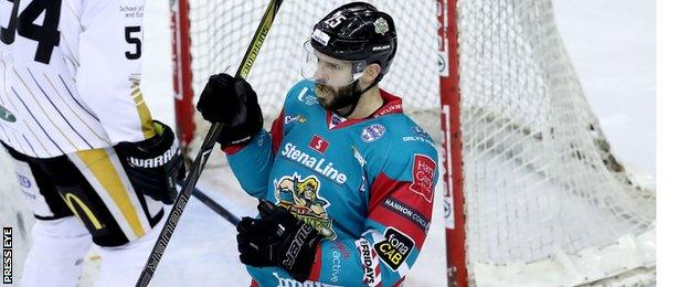 Blair Riley celebrates after scoring in Saturday's win over Nottingham