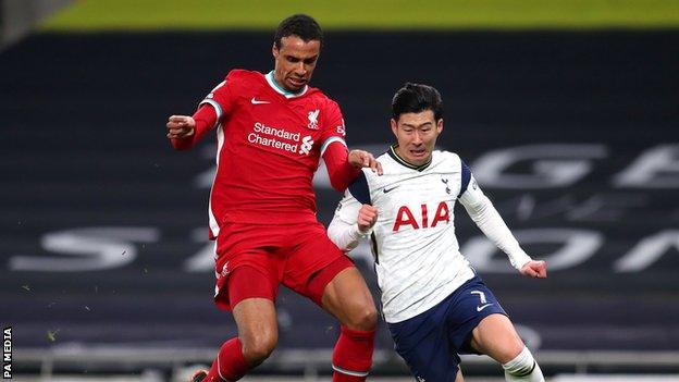 Joel Matip (left) and Son Heung-min