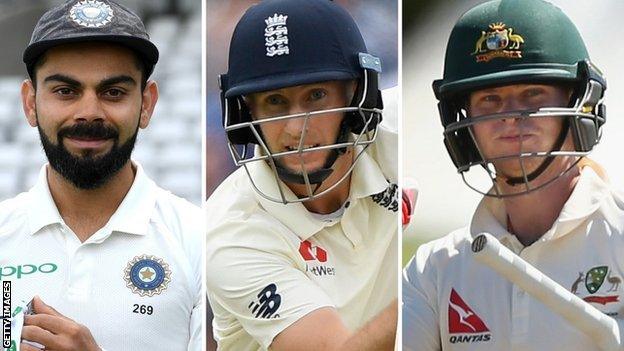 India's Virat Kohli, England's Joe Root, and Australia's Steve Smith