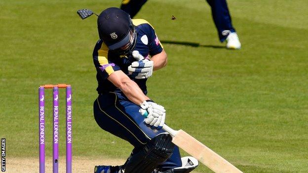 Jimmy Adams struck on helmet at Cardiff