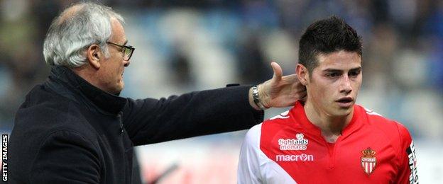 Claudio Ranieri (left) and James Rodriguez