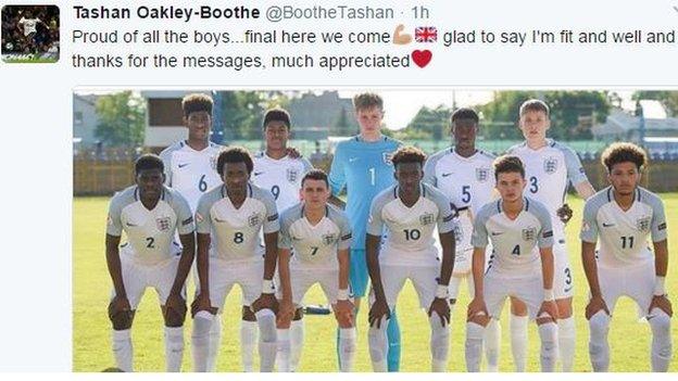 Tashan Oakley-Boothe tweet