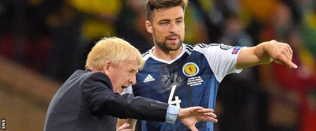 Gordon Strachan issues instructions to defender Russell Martin