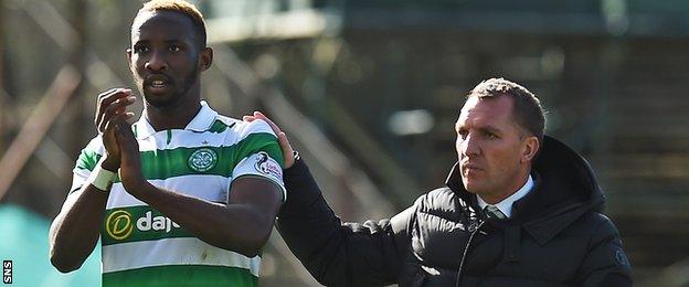 Celtic's Moussa Dembele and Brendan Rodgers