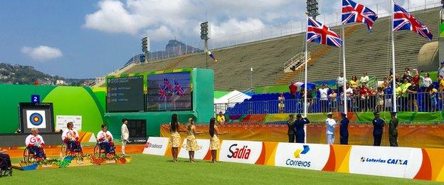 Great Britain's archers at their medal ceremony