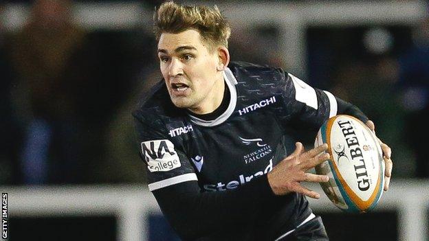 Toby Flood in action for Newcastle Falcons