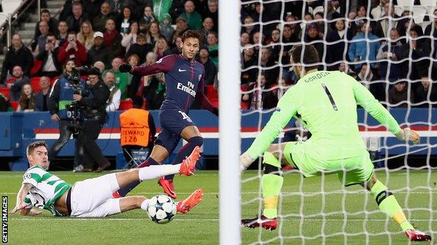 Neymar scores for PSG against Celtic