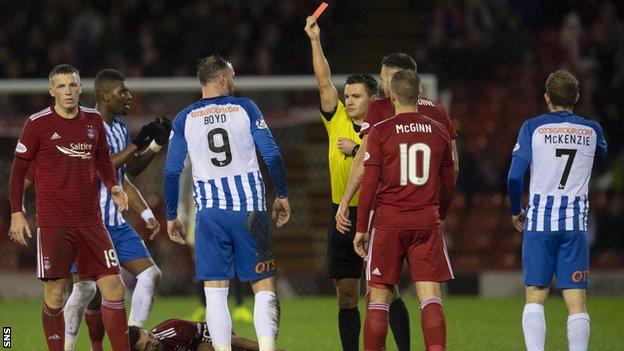 Kris Boyd been shown a red card